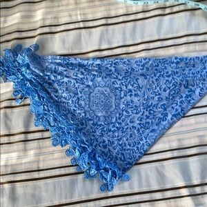 Blue Floral Lace Scarf